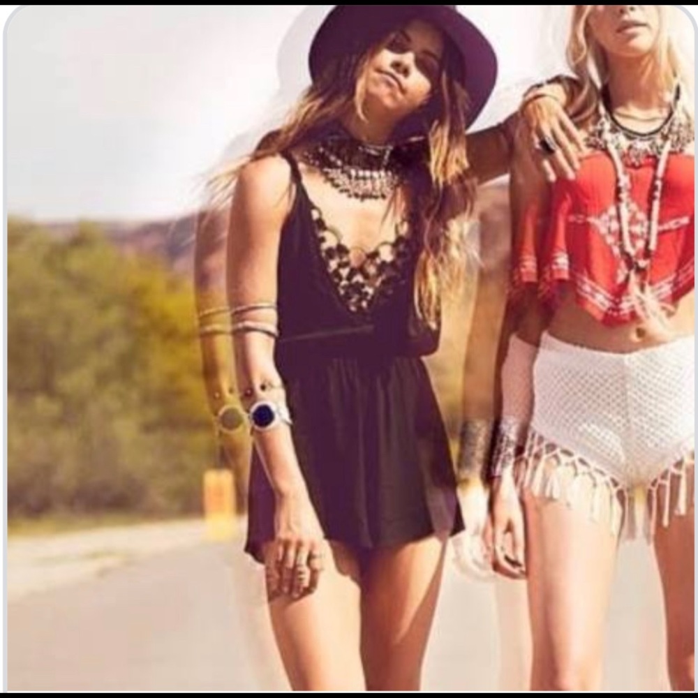 Millau black romper with metal ring detail